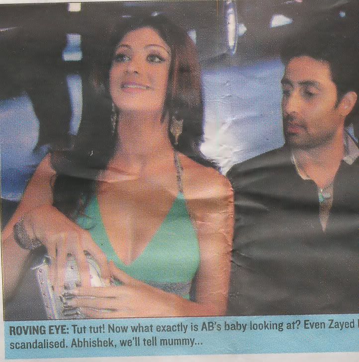 Shilpa Shetty - now what exactly is Abhishek Bachchan starring at?