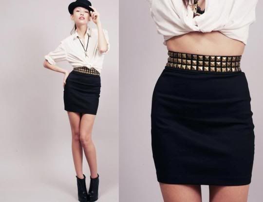 black studded skirt