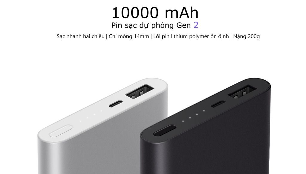 Pin sạc dự phòng Xiaomi Power Bank Gen 2 10000mAh