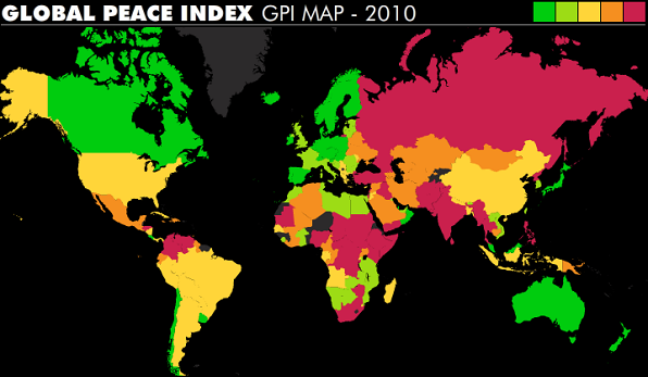 2010 global peace index map