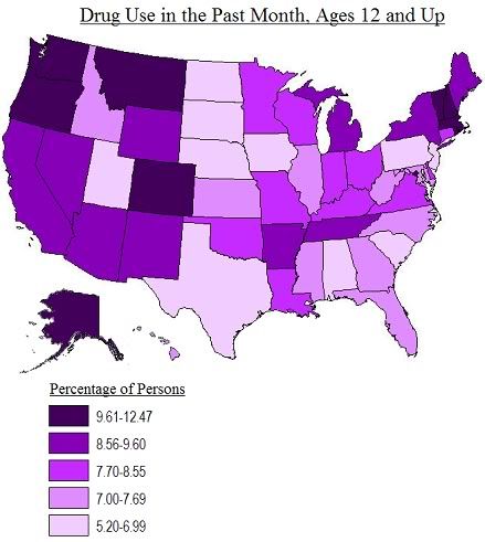 drug use map of the united states