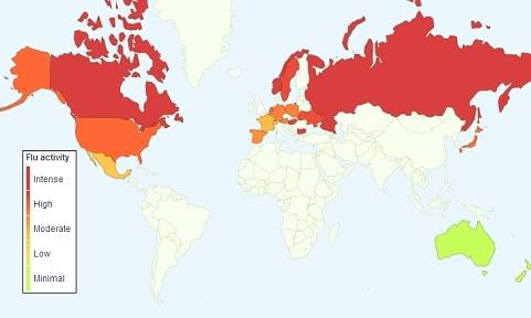 google flu map of the world