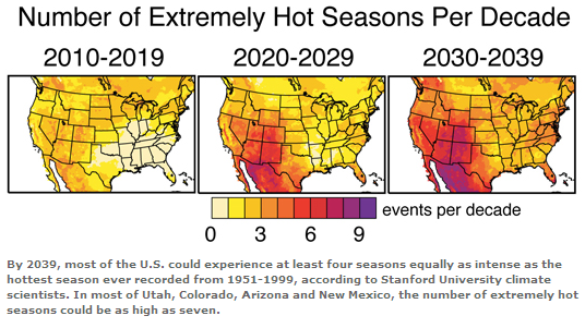 hot seasons us global warming map
