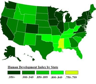human development index by state map