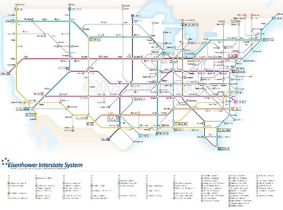 US interstate system as tube map