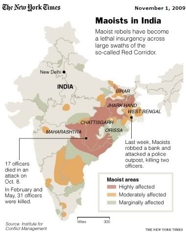 maoists in india map