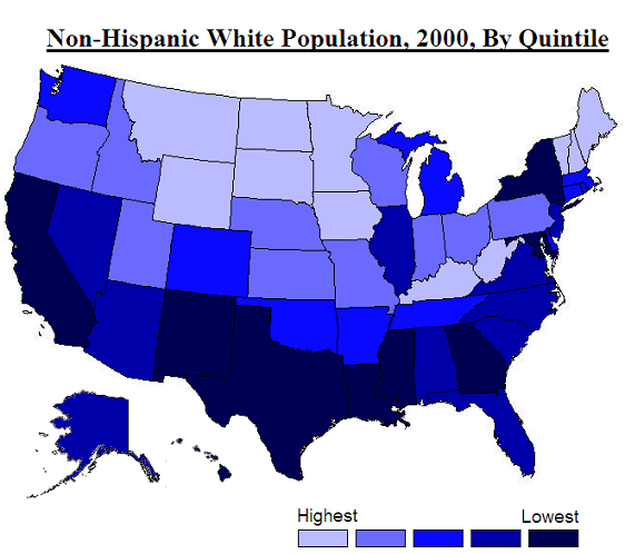 non-hispanic white population by state