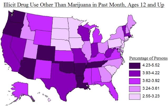 non-marijuana drug use map of the united states