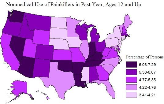 painkillers map of the united states