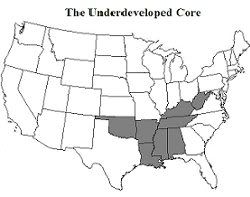 underdeveloped core US map