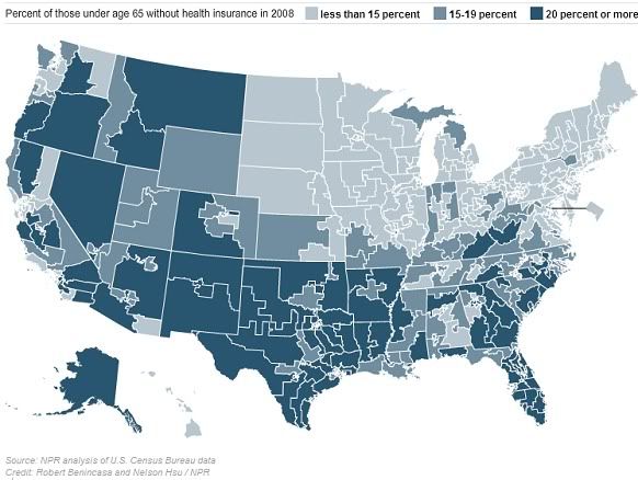 without health insurance by congressional district map