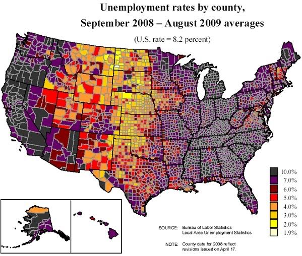 us unemployment county map