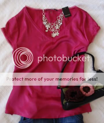   the accessories used for the photo fabric 100 % silk color deep pink